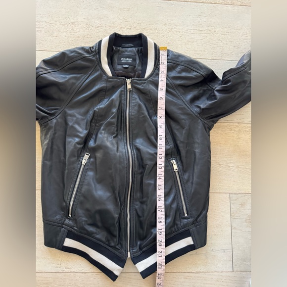 Lamarque Selby Black Leather Bomber Full Zip Moto Jacket S - Picture 7 of 8